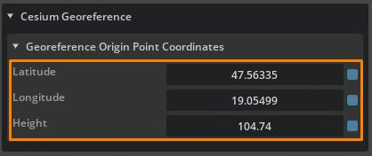 Cesium for Omniverse Graphisoft Archicad tutorial: In the Property window, enter the latitude, longitude, and altitude (height) obtained from Archicad. 